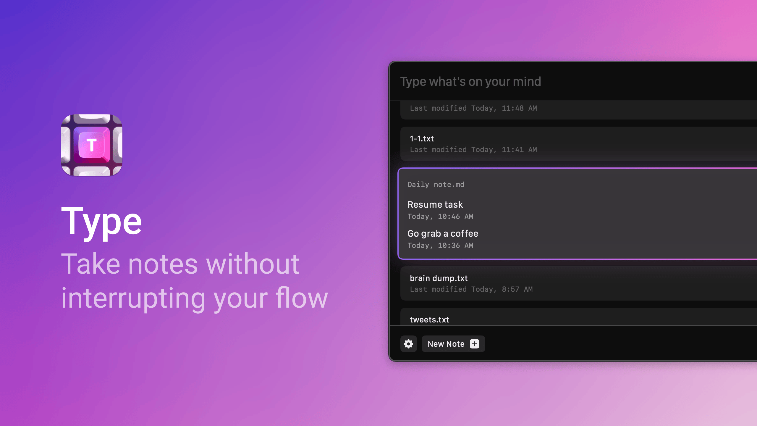 Type screenshot